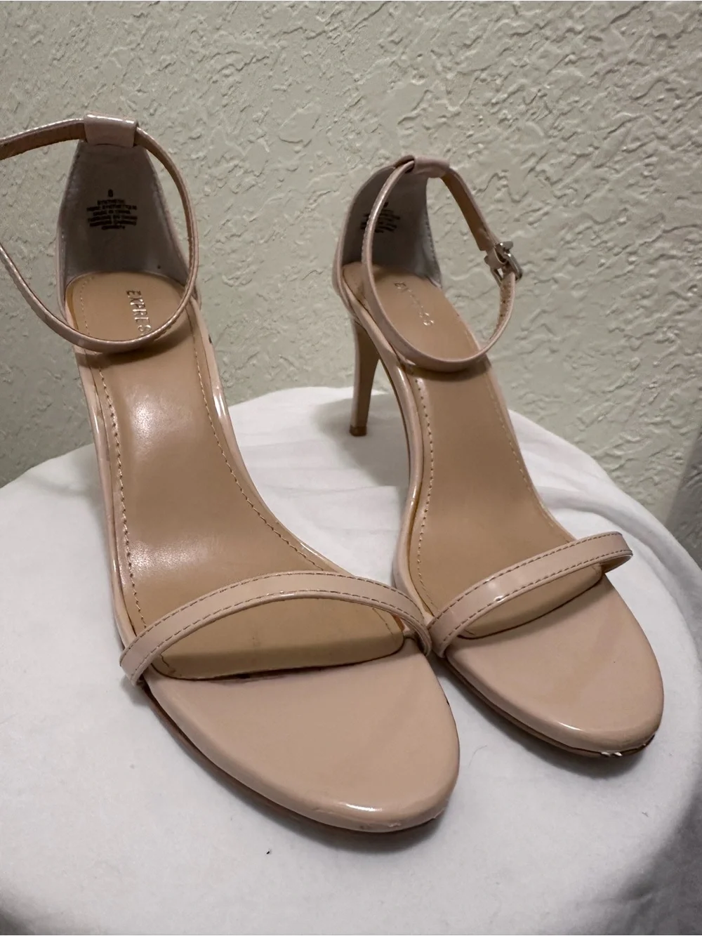 Express Nude Patent Ankle Strap Heels Size 8